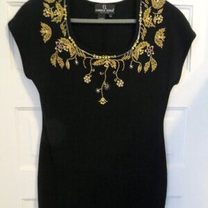 Winter Clearance!! Black Knit Dress with Gold Embellishments